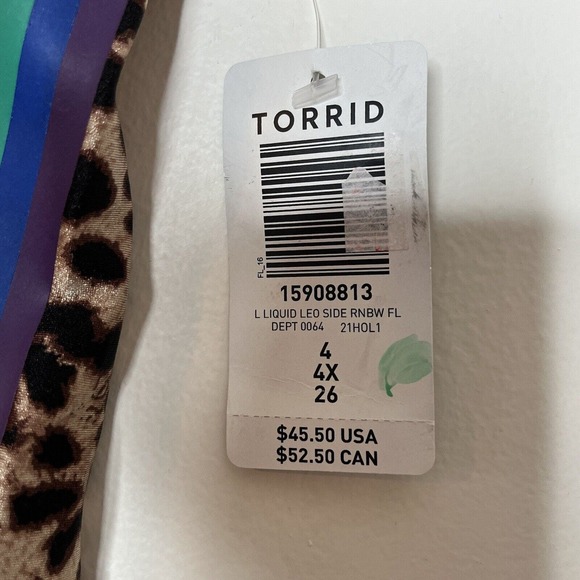 Torrid Liquid Leopard Print Side Rainbow Leggings Tan Women’s Size 4X - Picture 3 of 6